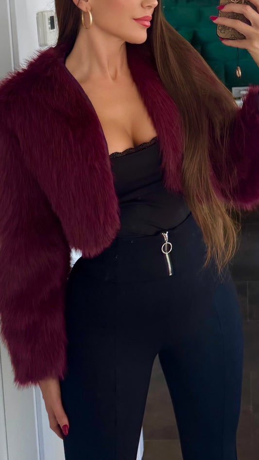 Chaqueta pelo Burdeos