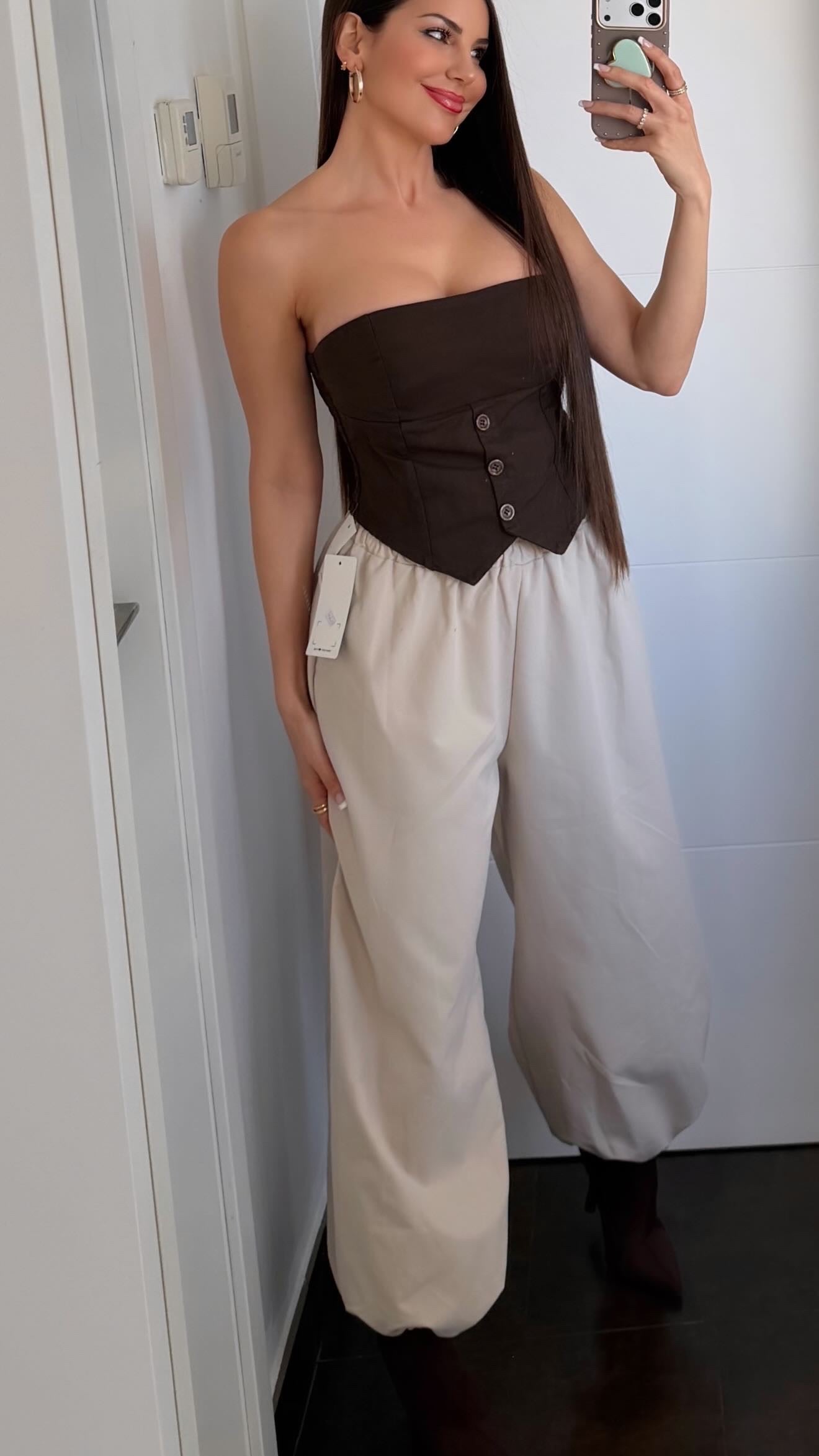 Pantalón bombacho beige