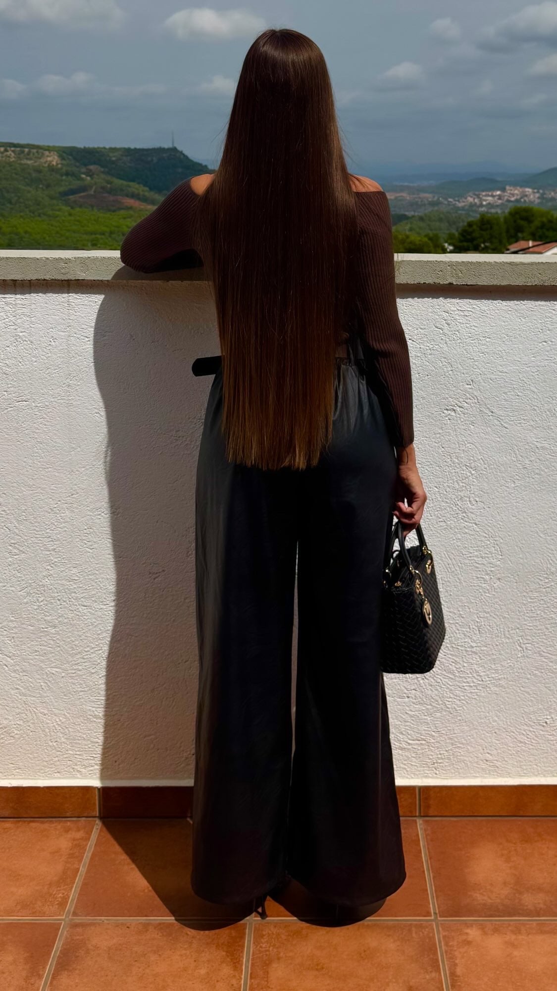 Pantalón polipiel cinturon