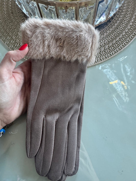 Guante Gucci pelo Taupe