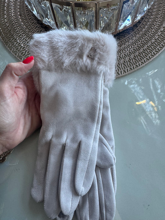 Guante Gucci pelo Beige