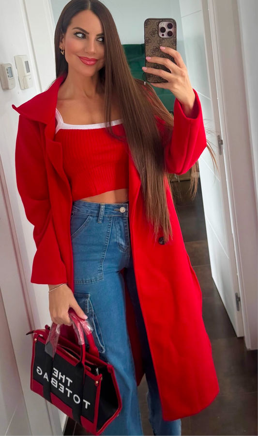 Top rojo con blanco