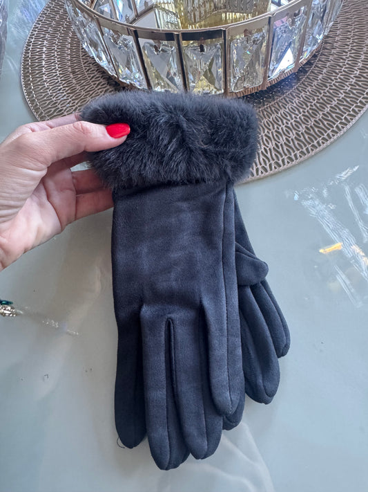 Guante Gucci Pelo Gris