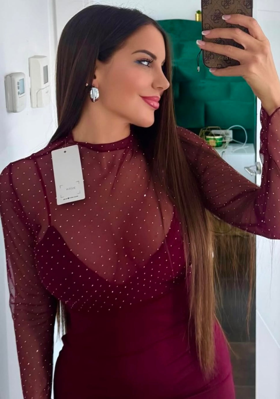 Vestido brillos Burdeos
