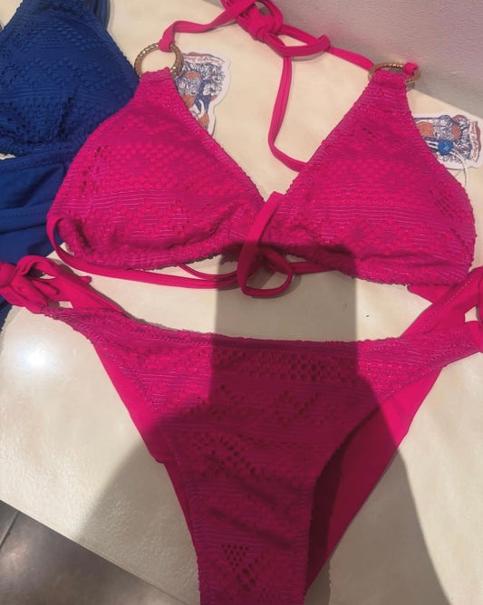 Bikini croché rosa