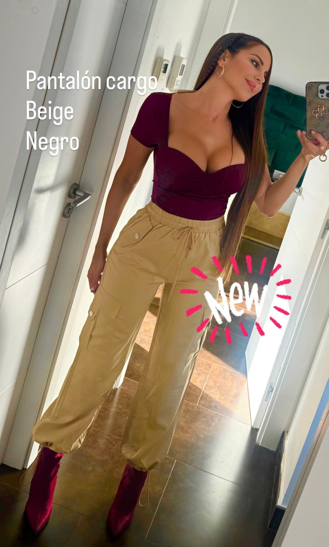 Pantalón cargo beige
