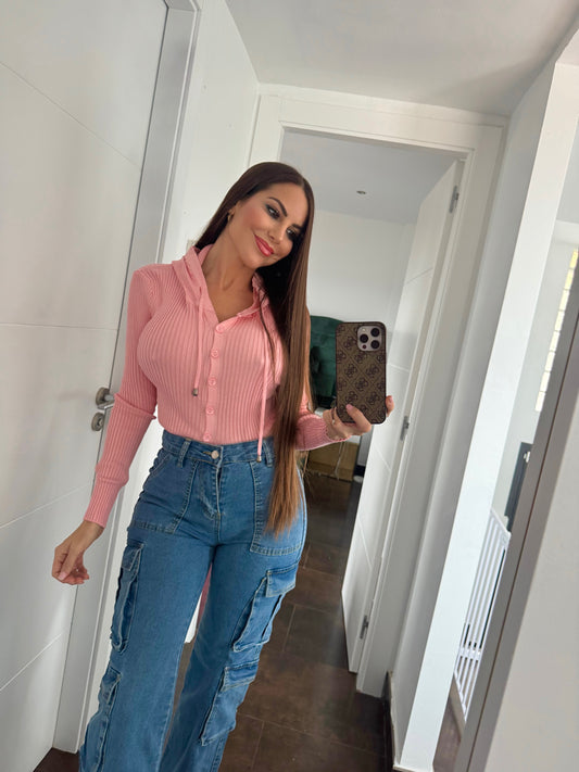 Jersey botones Rosa