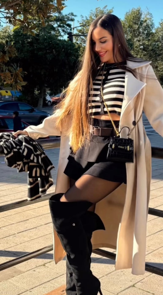 Falda pantalón negro cinturones