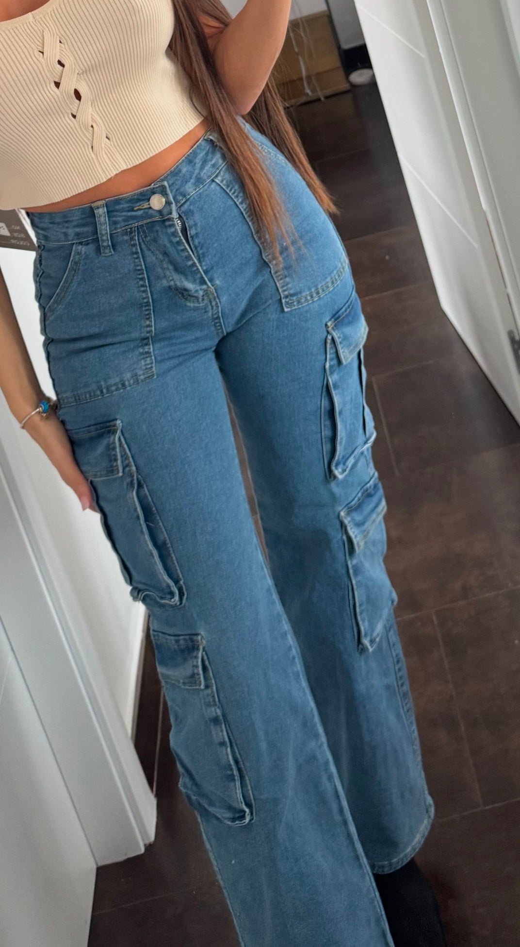 Jeans cargo doble bolsillo