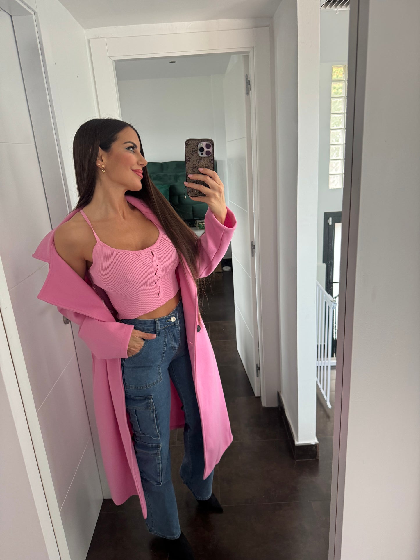 Top trenza rosa