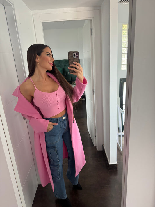 Top trenza rosa