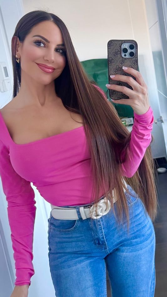 Camiseta espalda escote rosa
