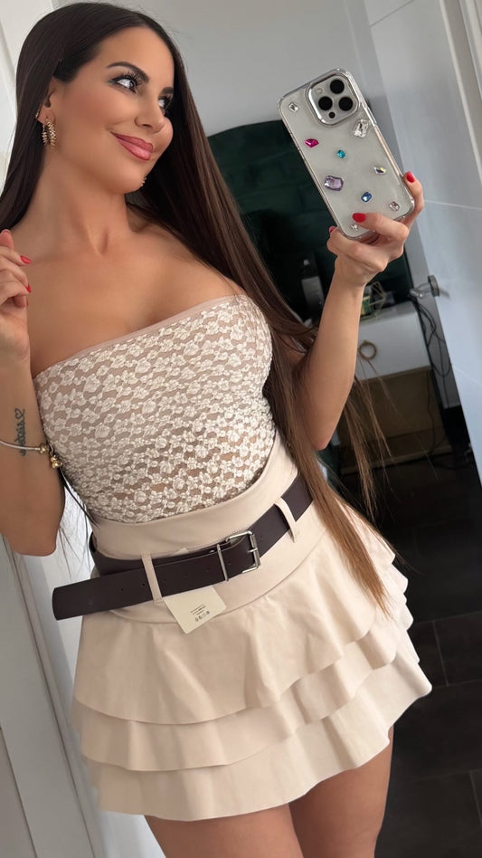Falda pantalón beige