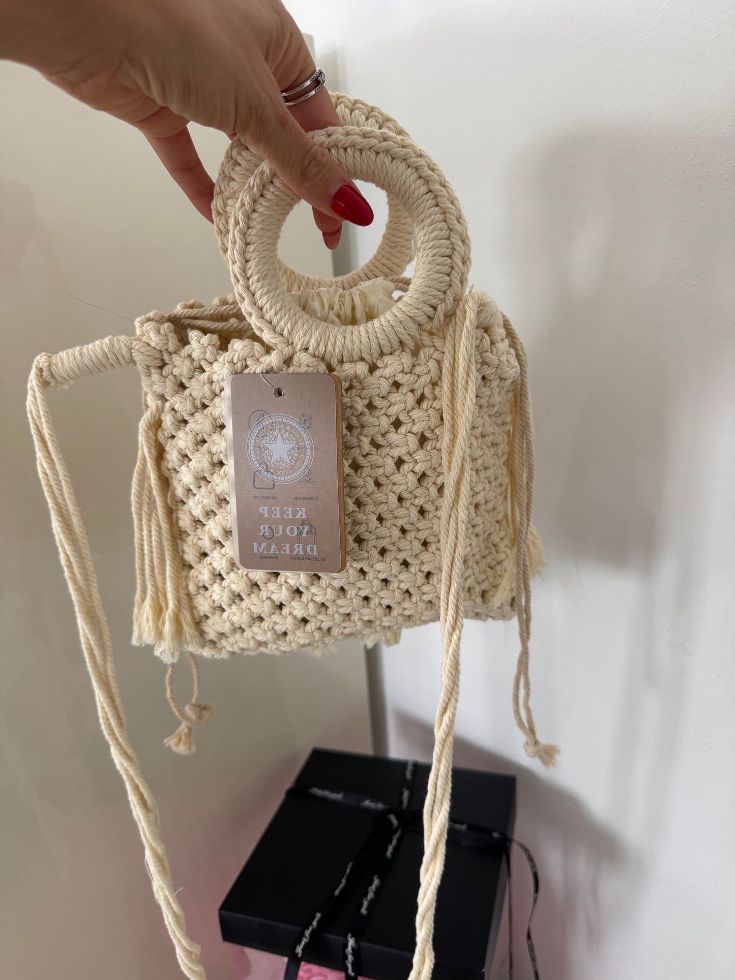 Bolso croché beige