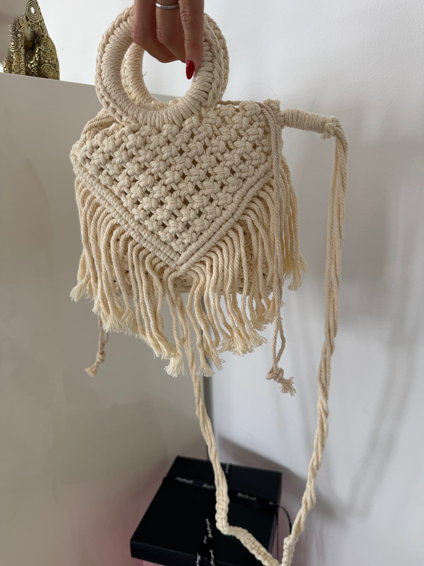 Bolso croché beige