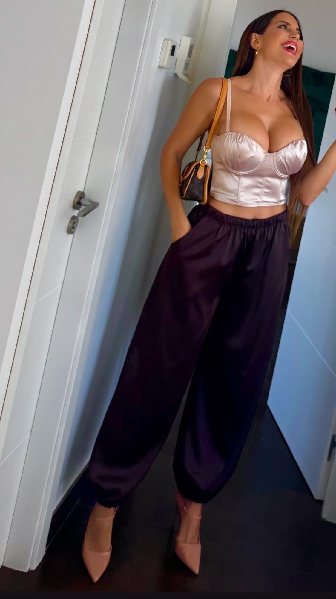 Pantalón bombacho satinado