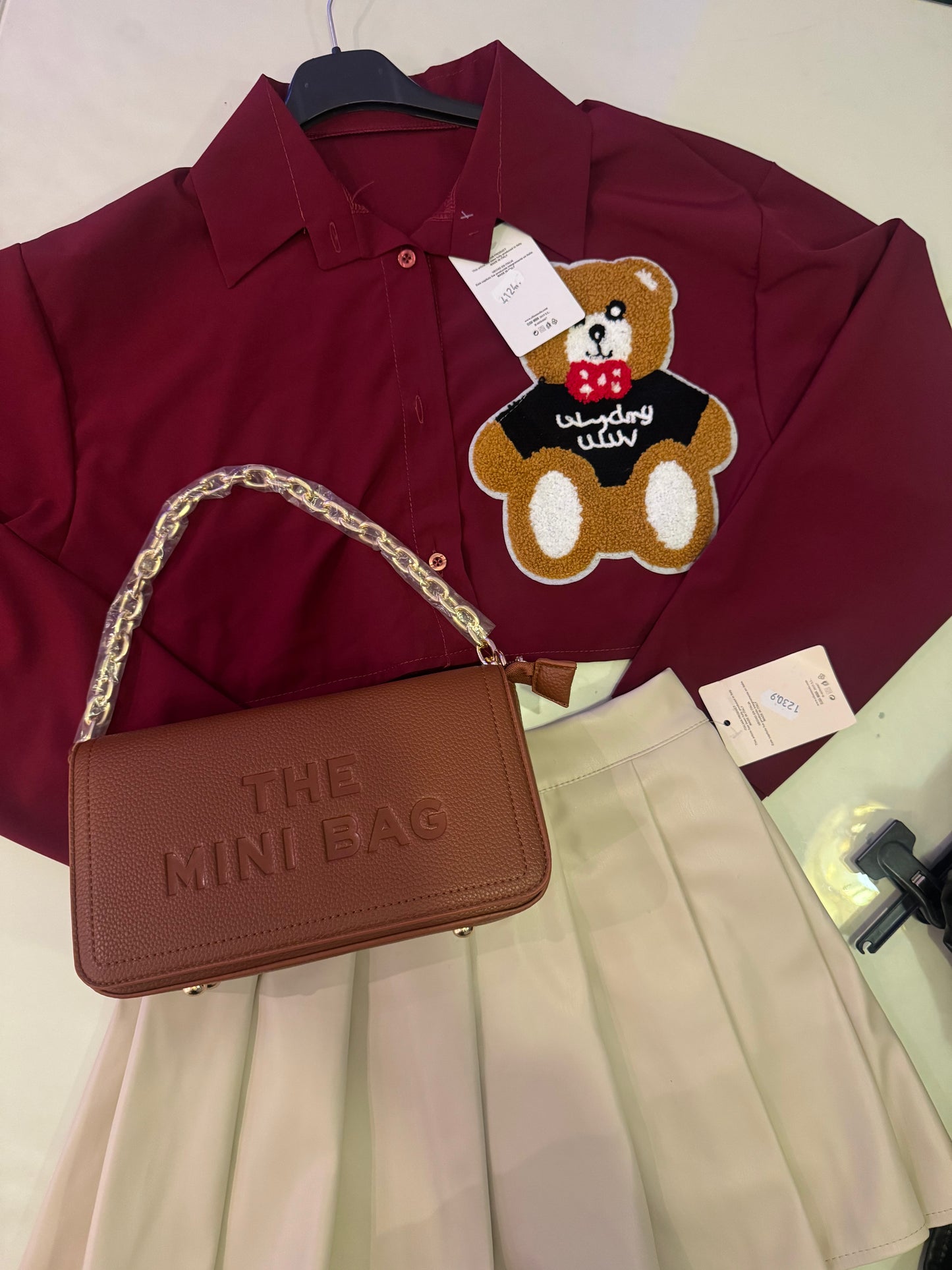 Camisa Oso burdeos