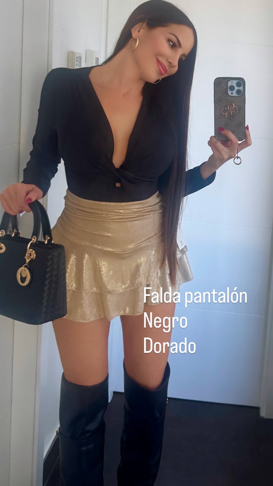 Falda pantalón dorada