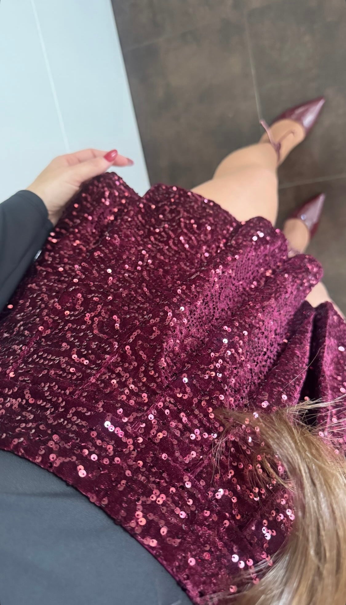 Falda pantalón terciopelo lentejuelas