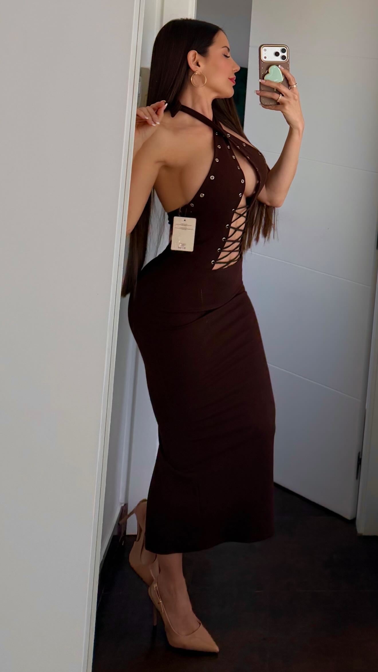 Vestido midi chocolate
