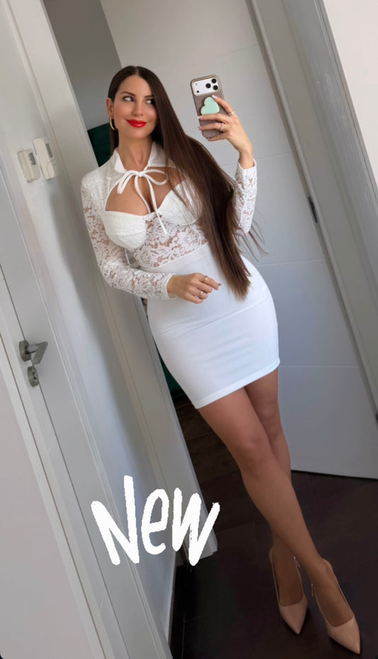 Vestido Blonda Blanco