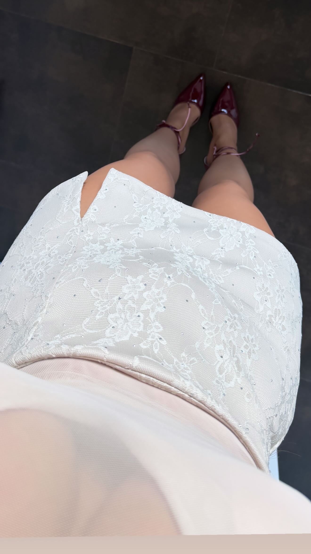 Falda pantalon blonda brillo