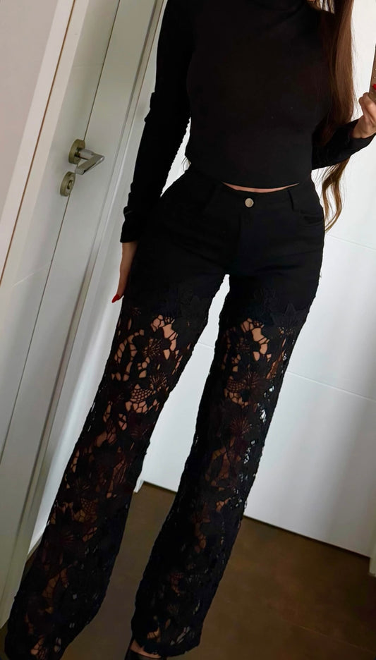 Pantalón tejano bordados