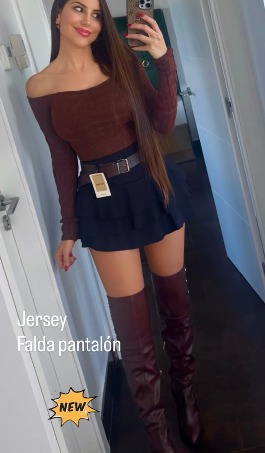 Falda pantalon volantes