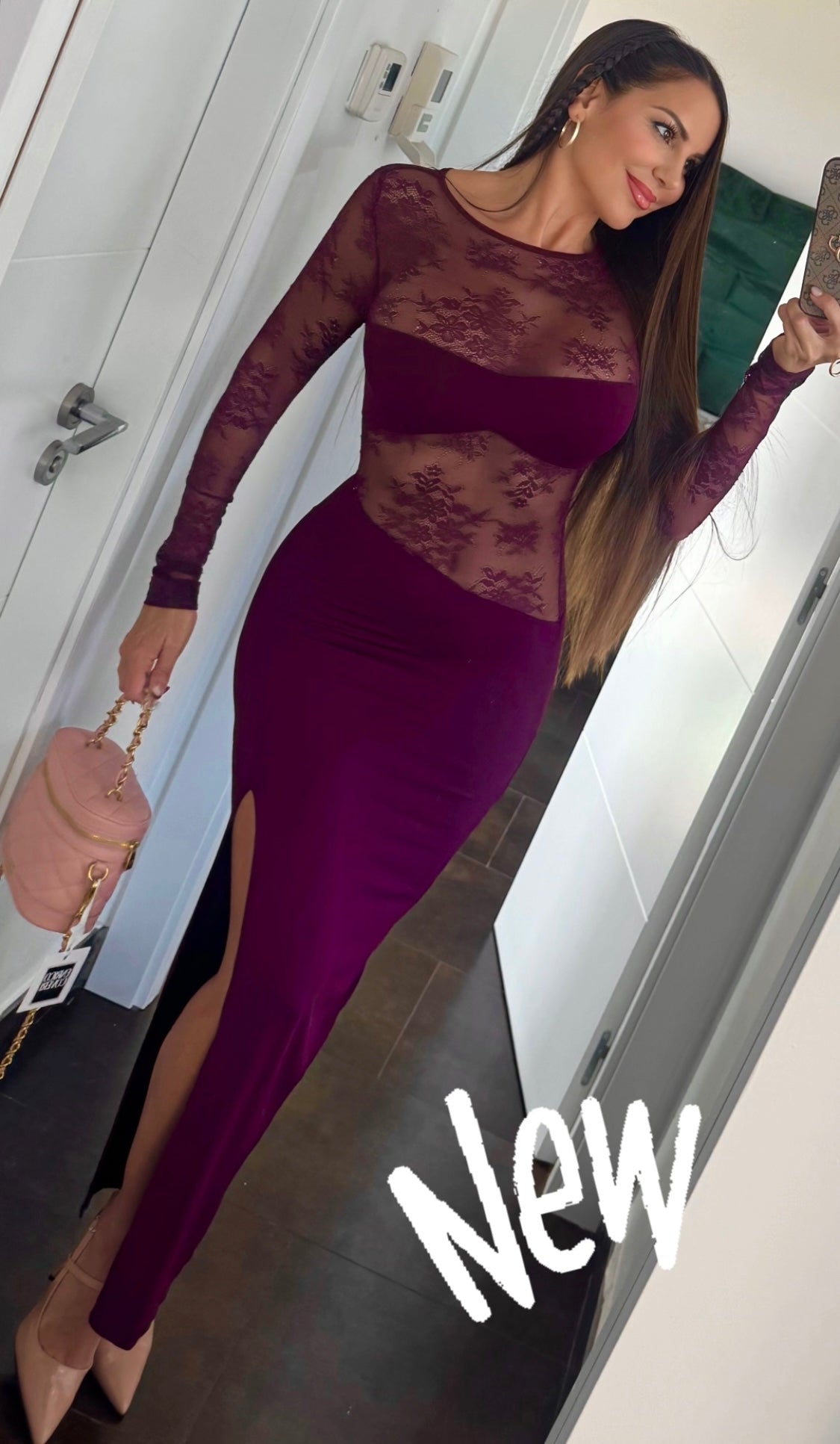 Vestido blonda Burdeos