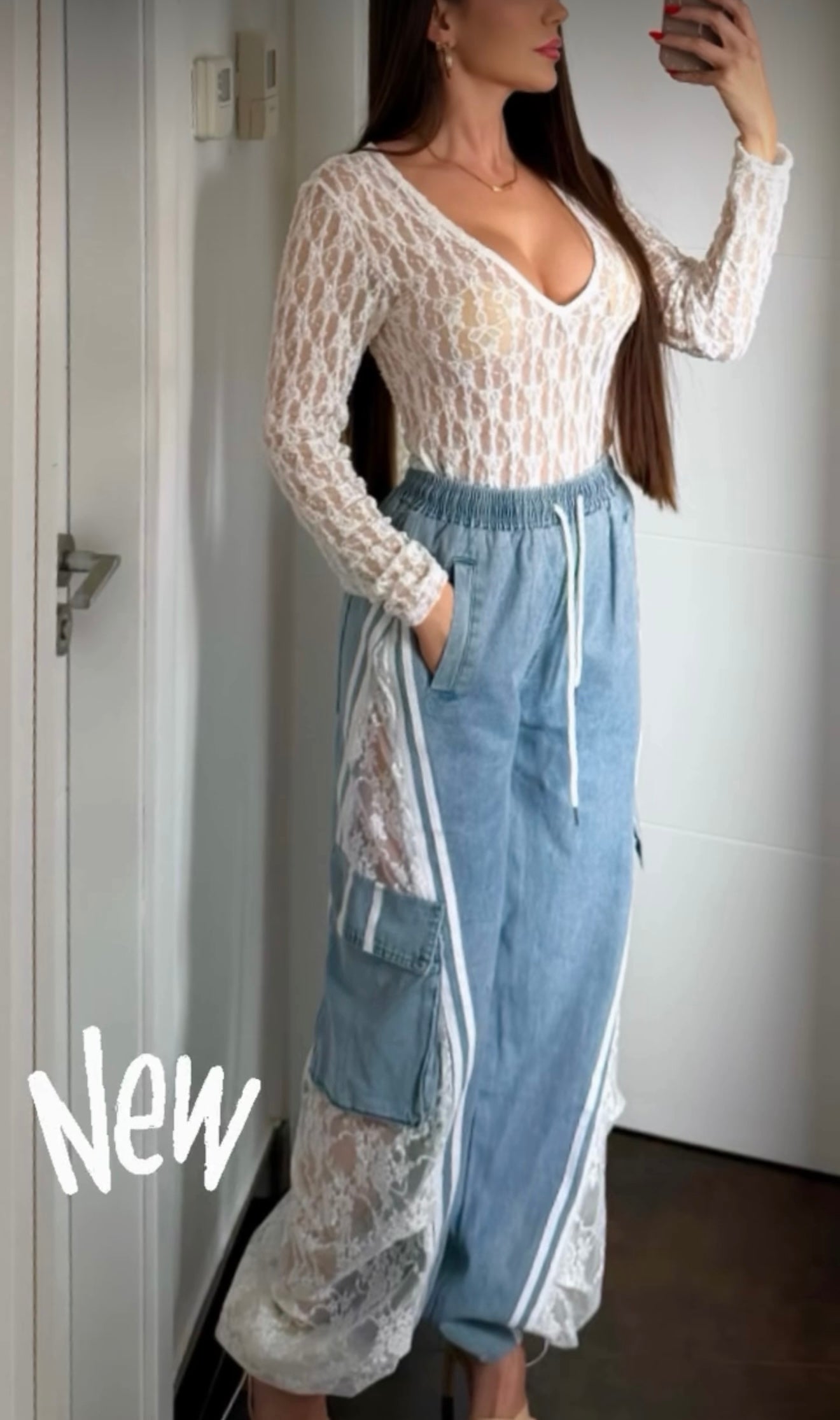 Pantalón vaquero encaje