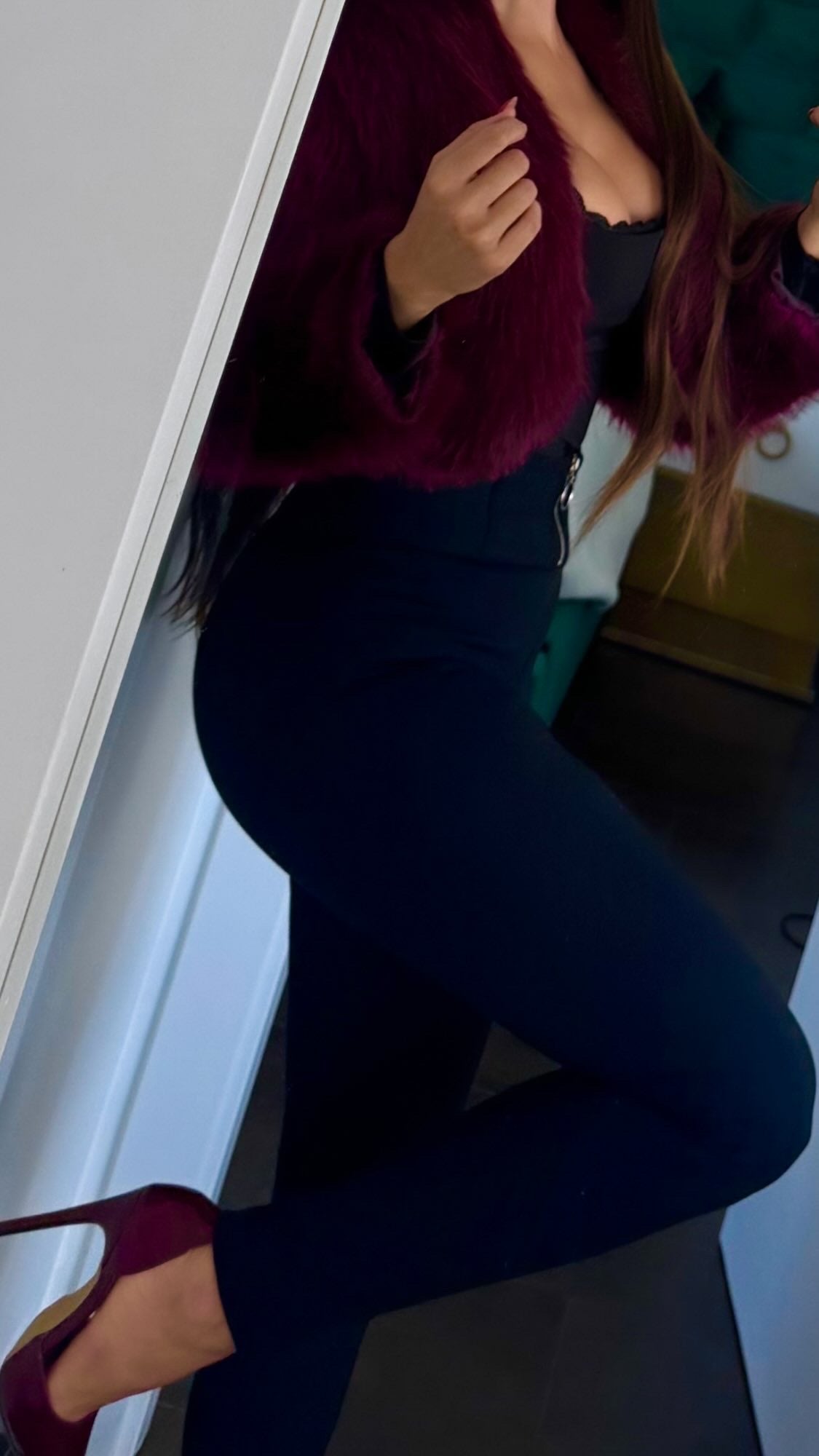 Chaqueta pelo Burdeos