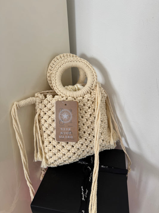 Bolso croché beige