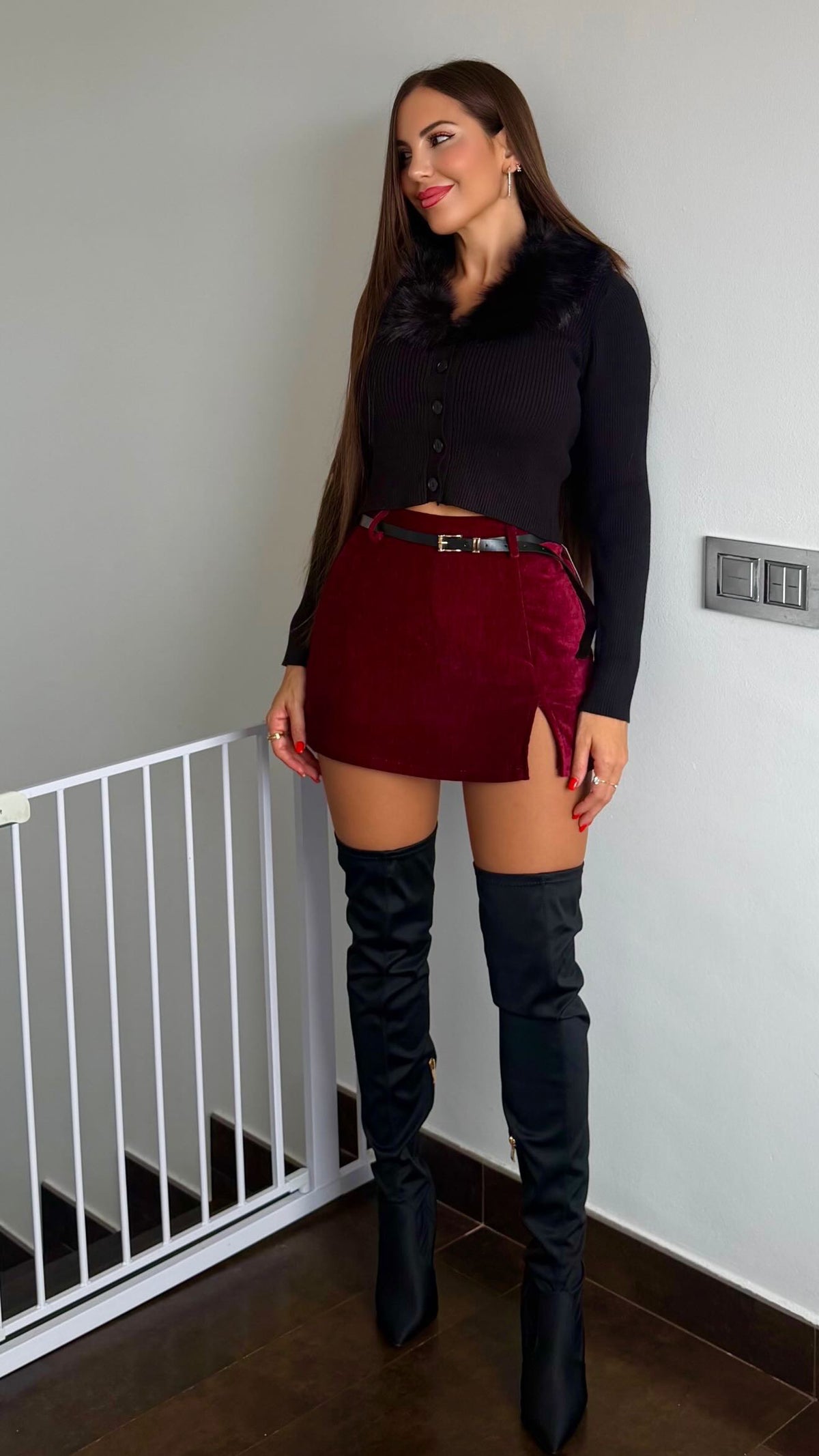 Falda short velvet