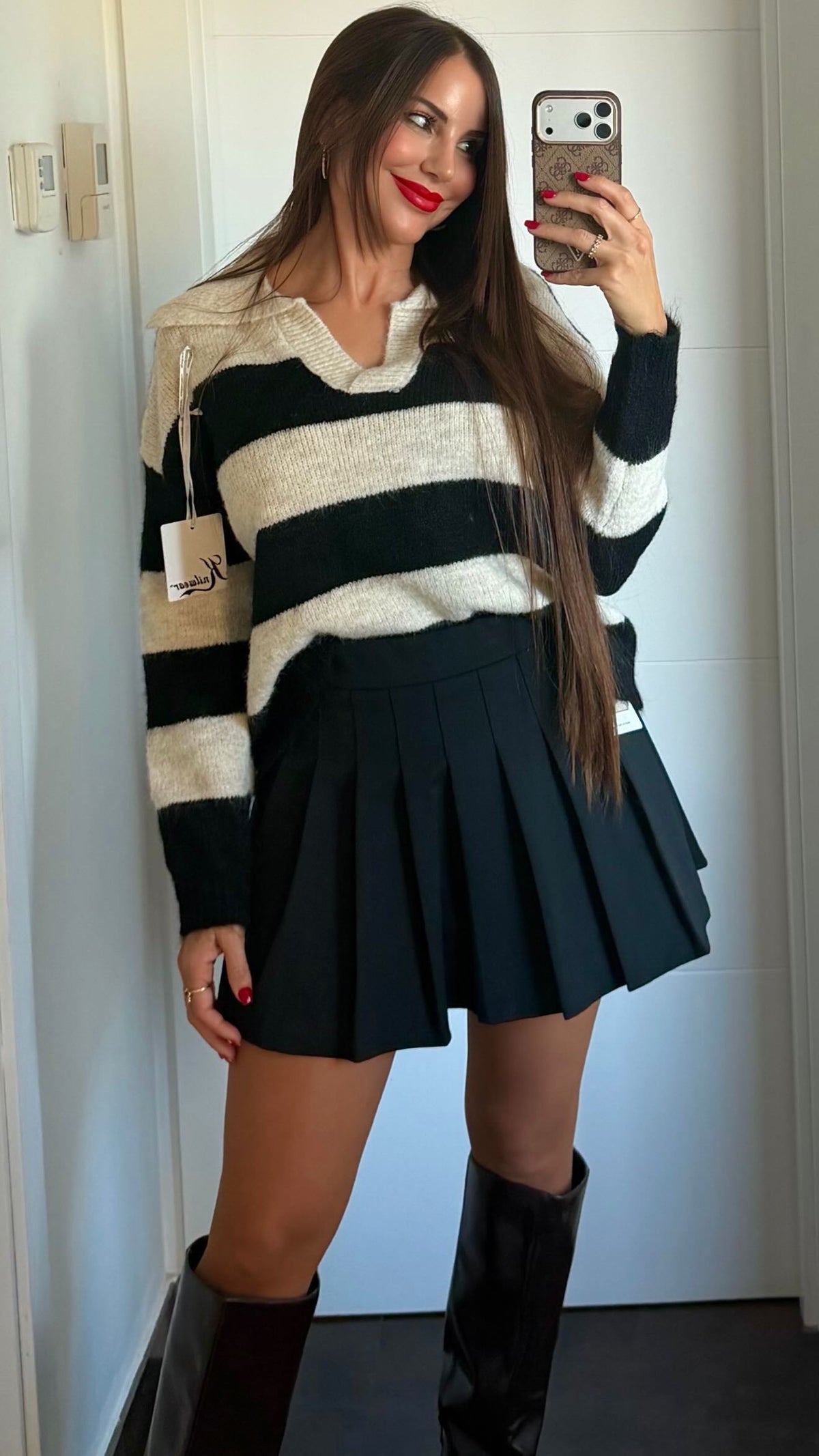 Falda short plisada